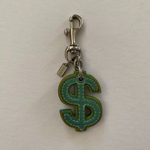 Coach Leather Dollar Sign $ Keychain